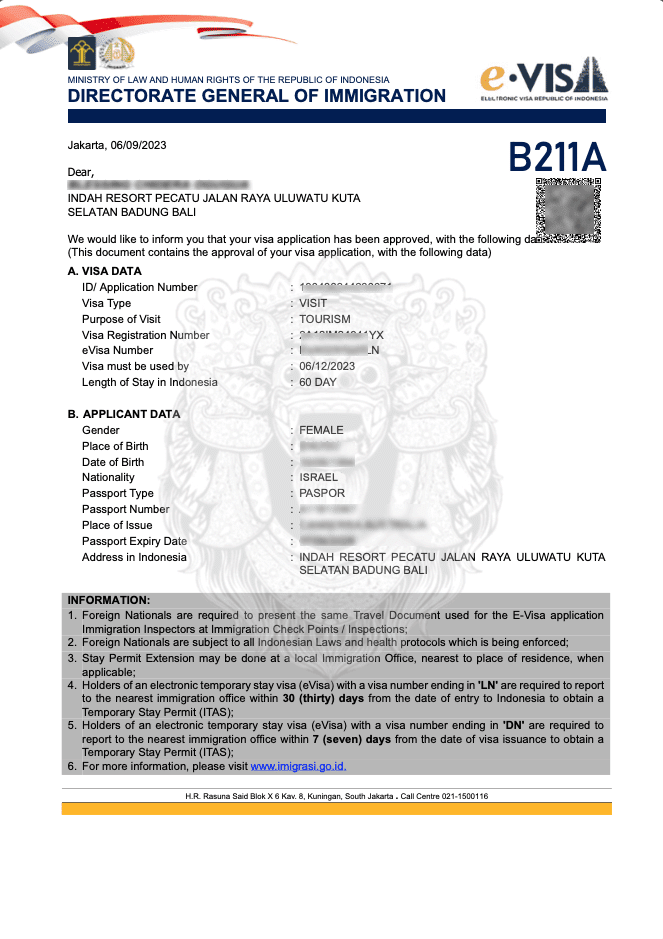 indonesia calling visa israel