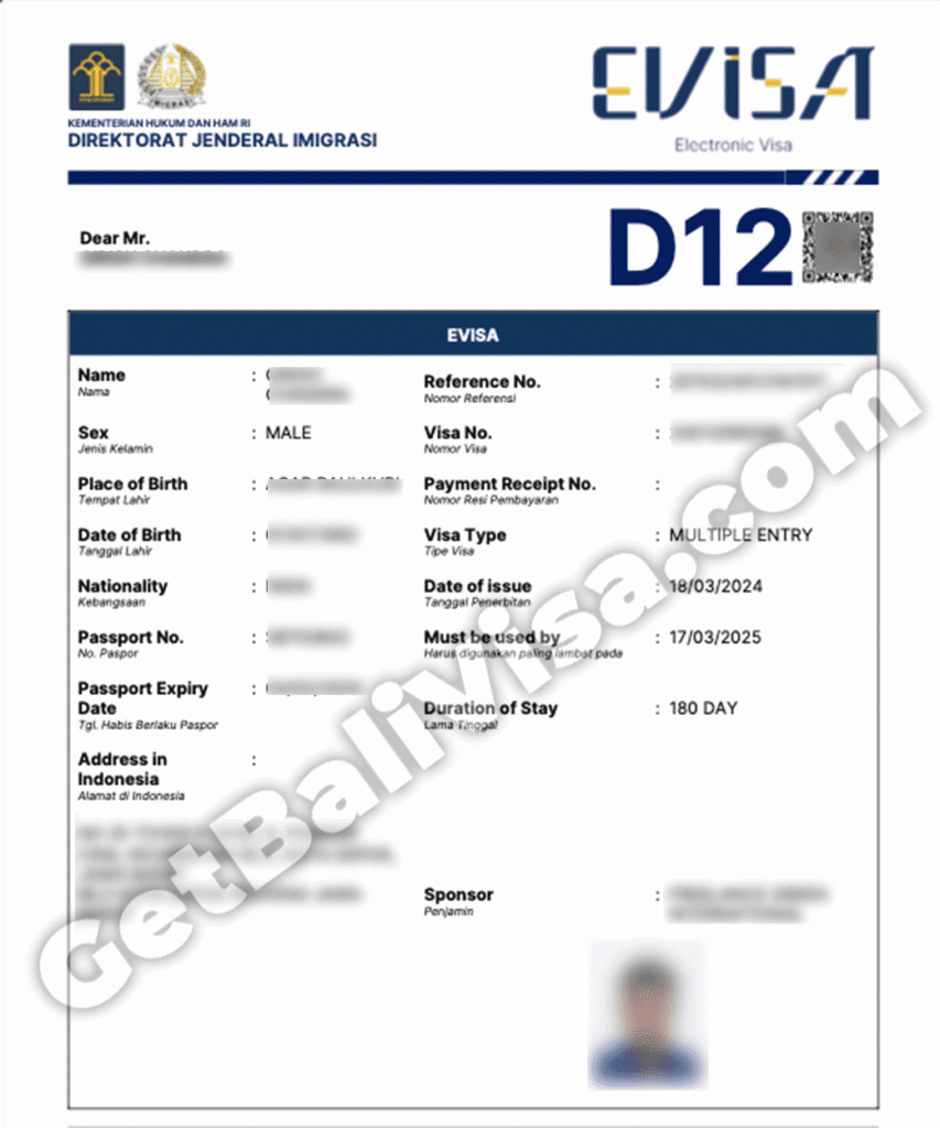 Multientry visa D12 Bali