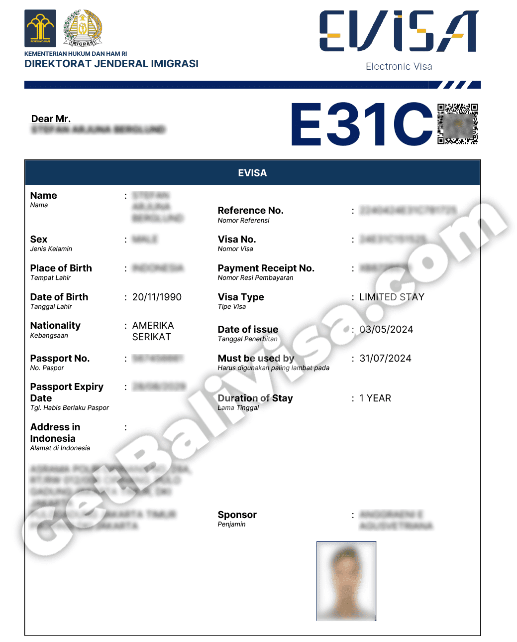 Indonesia family visa E31C