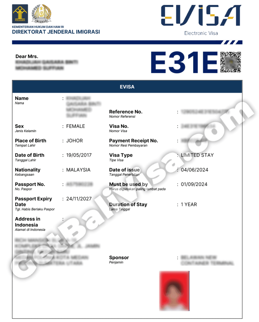 Indonesia family visa E31A