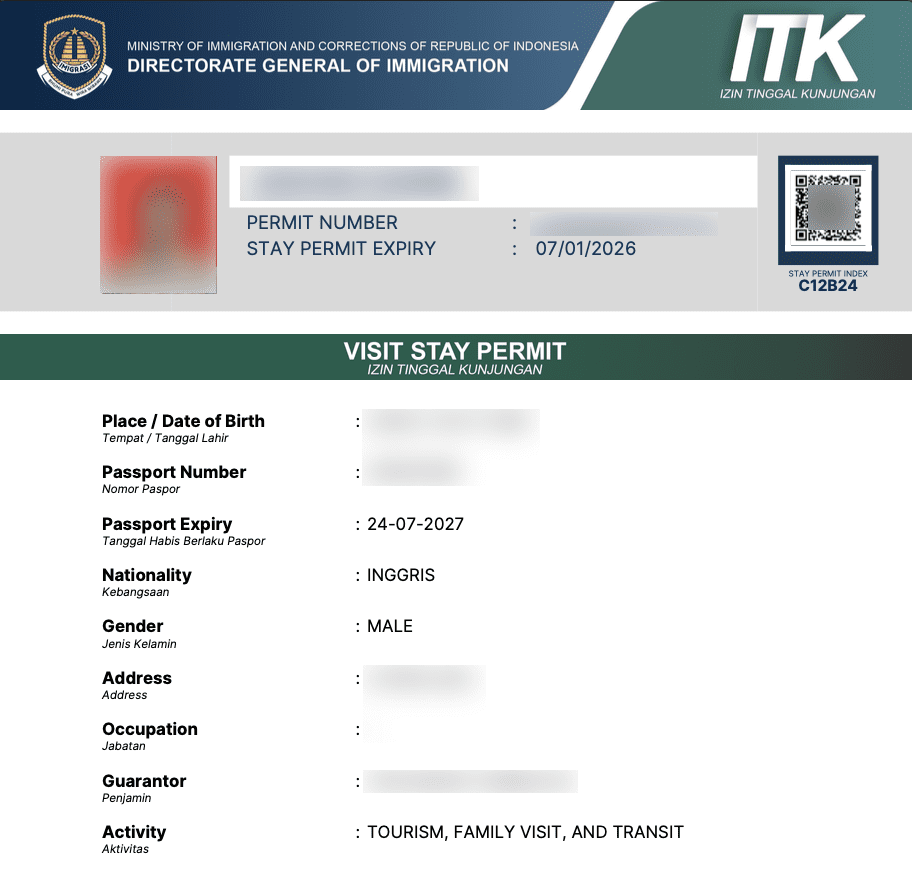 visa c1 extension bali