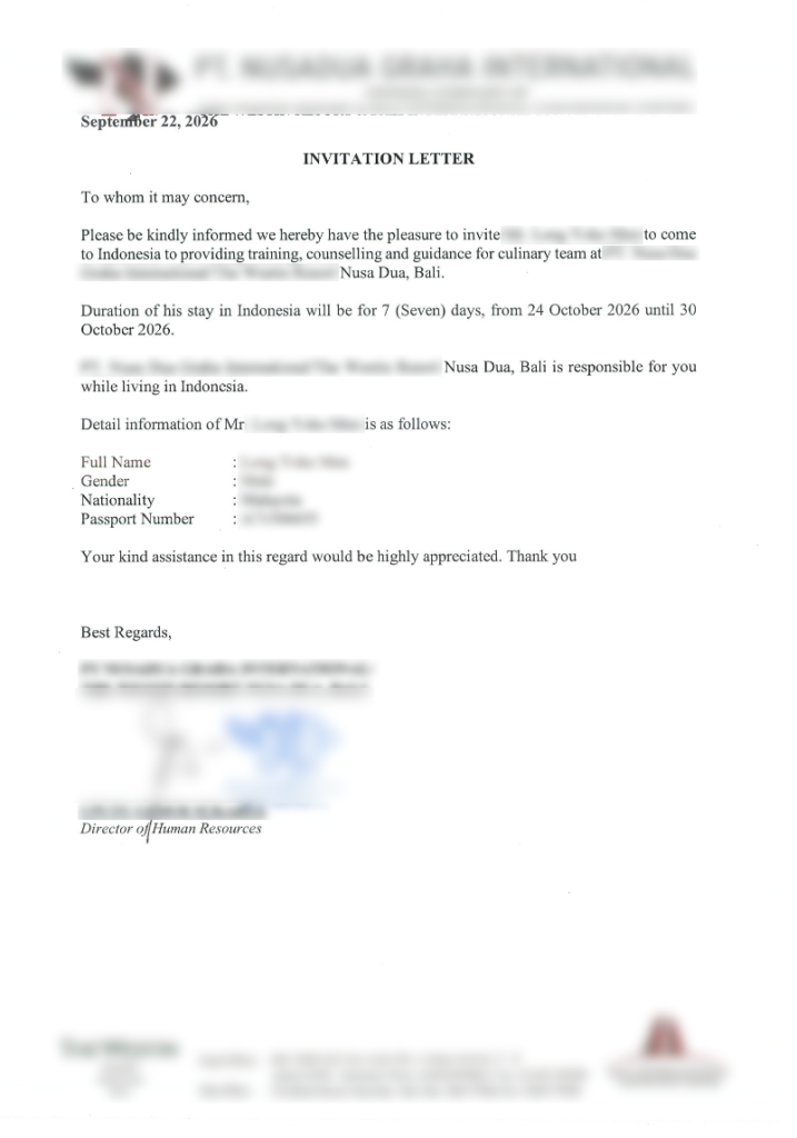 invitation letter visa c7c example